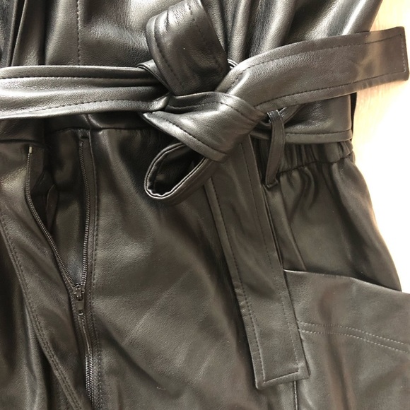 Mango MNG Play Suit Leather Tie Waist Jumpsuit in Black size L - Picture 13 of 16